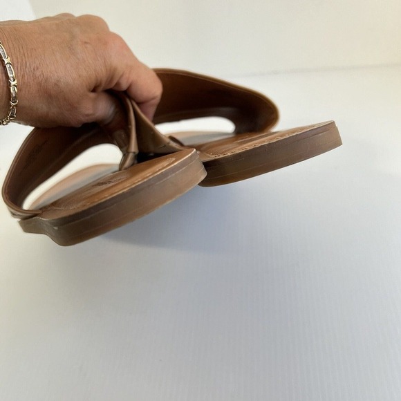 Lucky Brand Slide Sandals Size 10 Laser Cut Floral Tan Shoes Flat Slip On - Picture 6 of 10